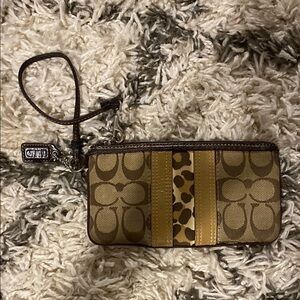 Coach Brown and Gold Wristlet